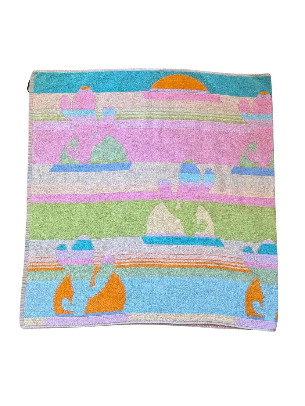 Vintage Beach Towel with Pastel Southwestern Design
